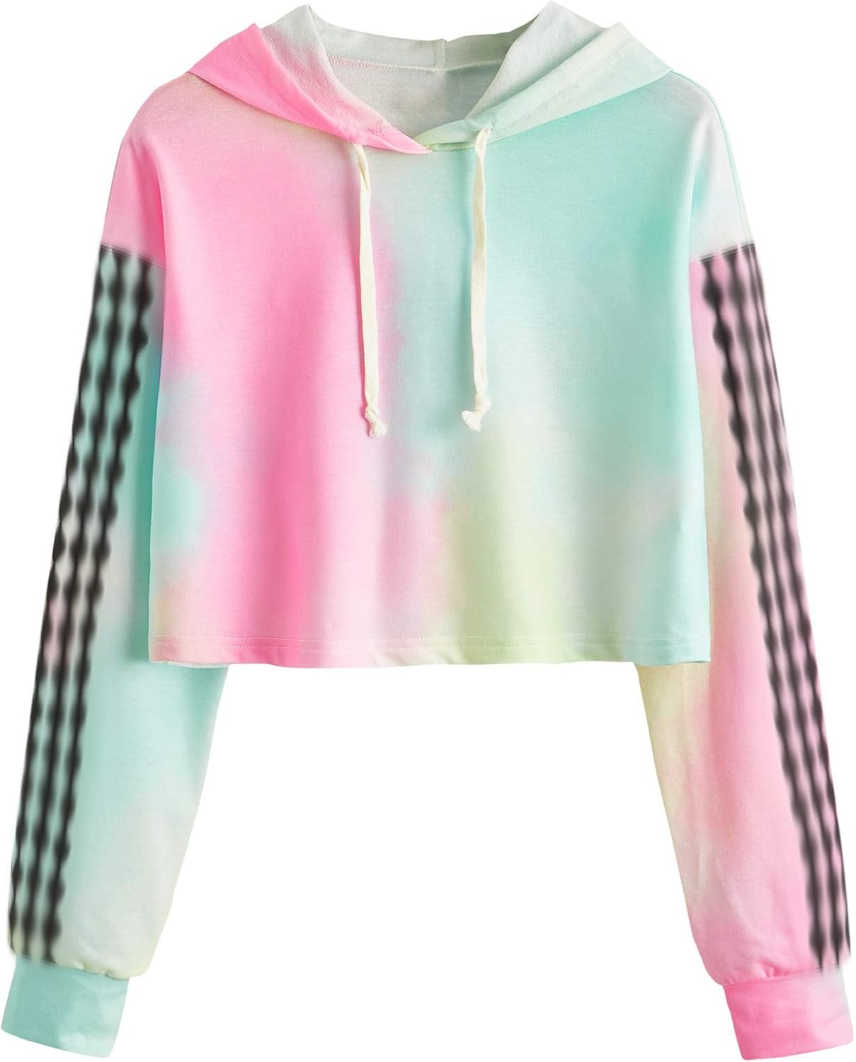 MakeMeChic Women's Plaid Checkered Long Sleeve Cropped Hoodie Pullover Sweatshirt Diamond-Multi L