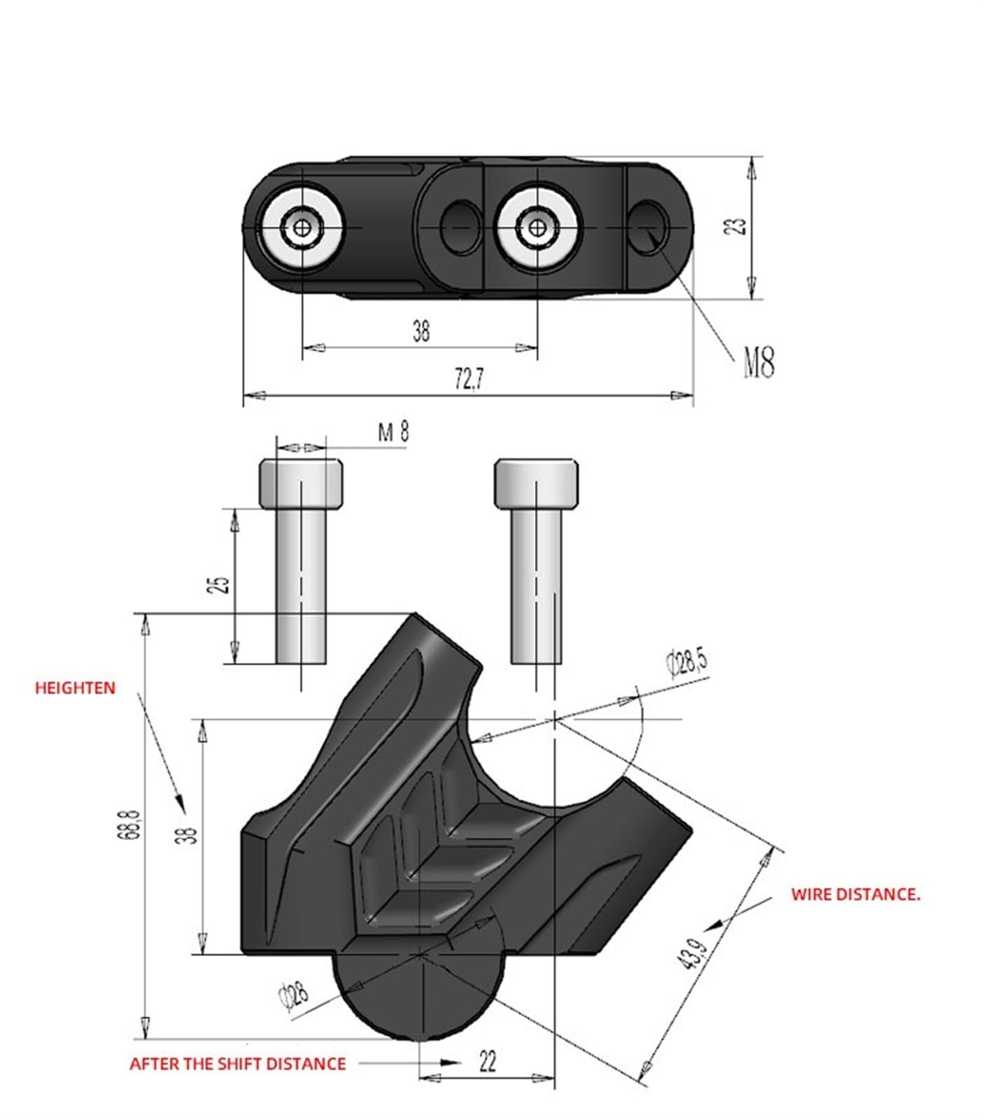 Para VOGE Para Elevador De Manillar Motocicleta CNC 300R Moto Elevador Manillar(Titanium)