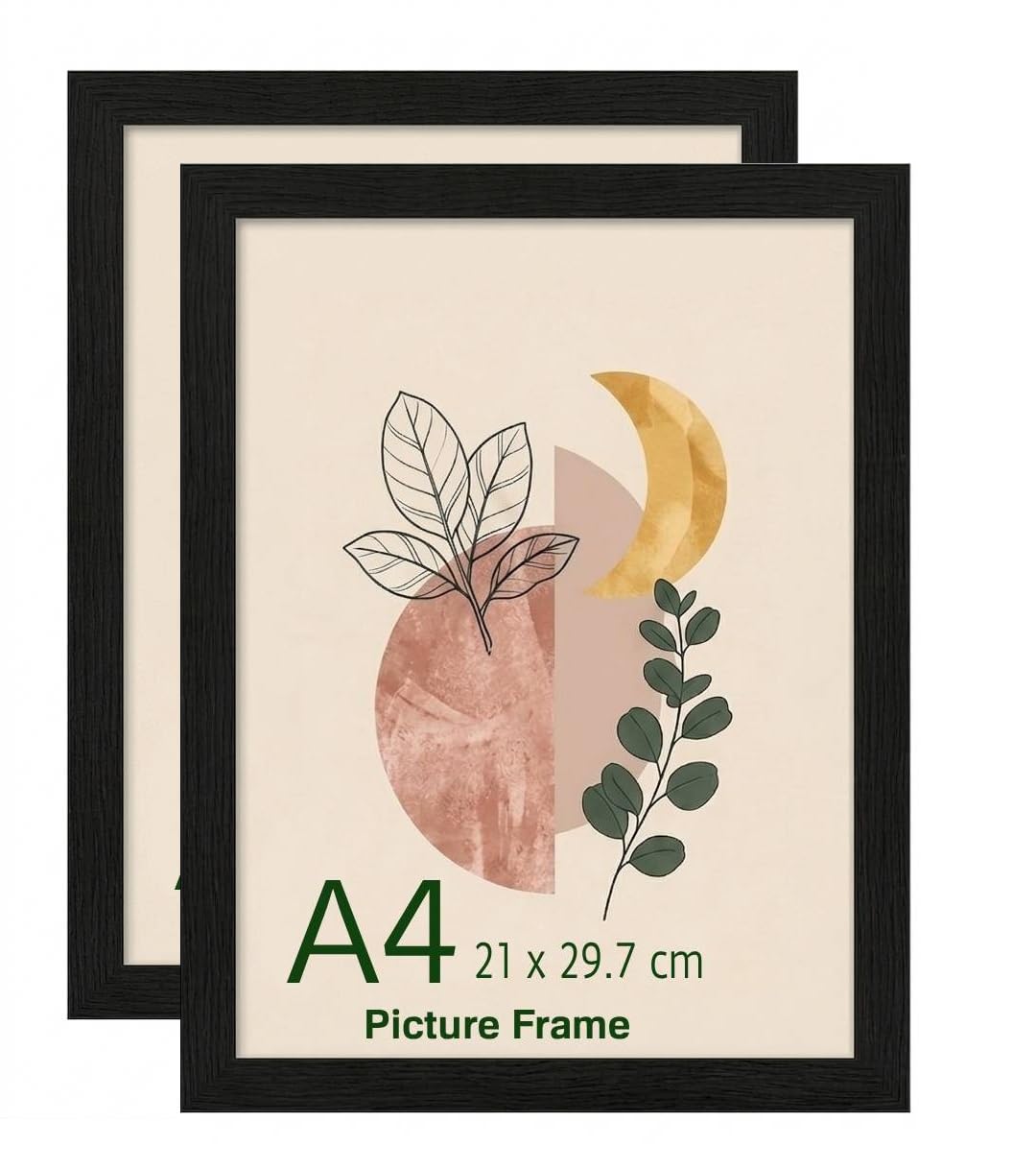Poster Mount A4 21 x 29.7 cm (2 Pack) – Black MDF Wood Picture Frame - Shatterproof Acrylic Glazing for Safe Display - Dual-Orientation Wall Hanging — image 1