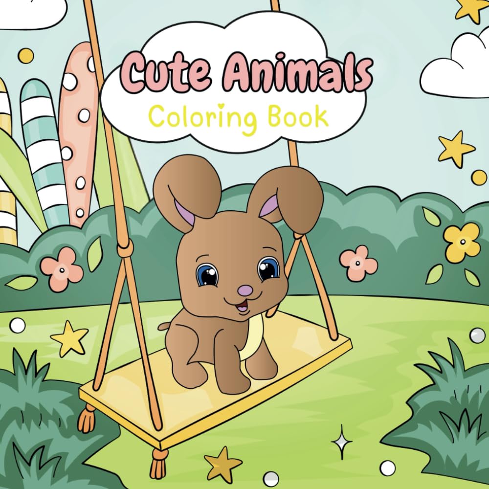 Cute Animals: Bold & Easy Coloring Book