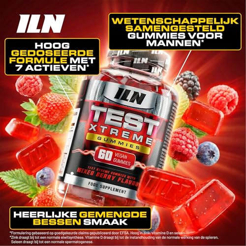 Test Xtreme Booster Gummies voor Mannen - Hoog gedoseerde formule met maca, ginseng en zink - Suikervrij, gemengde bessensmaak - 60 vegan gummies - Afbeelding 4