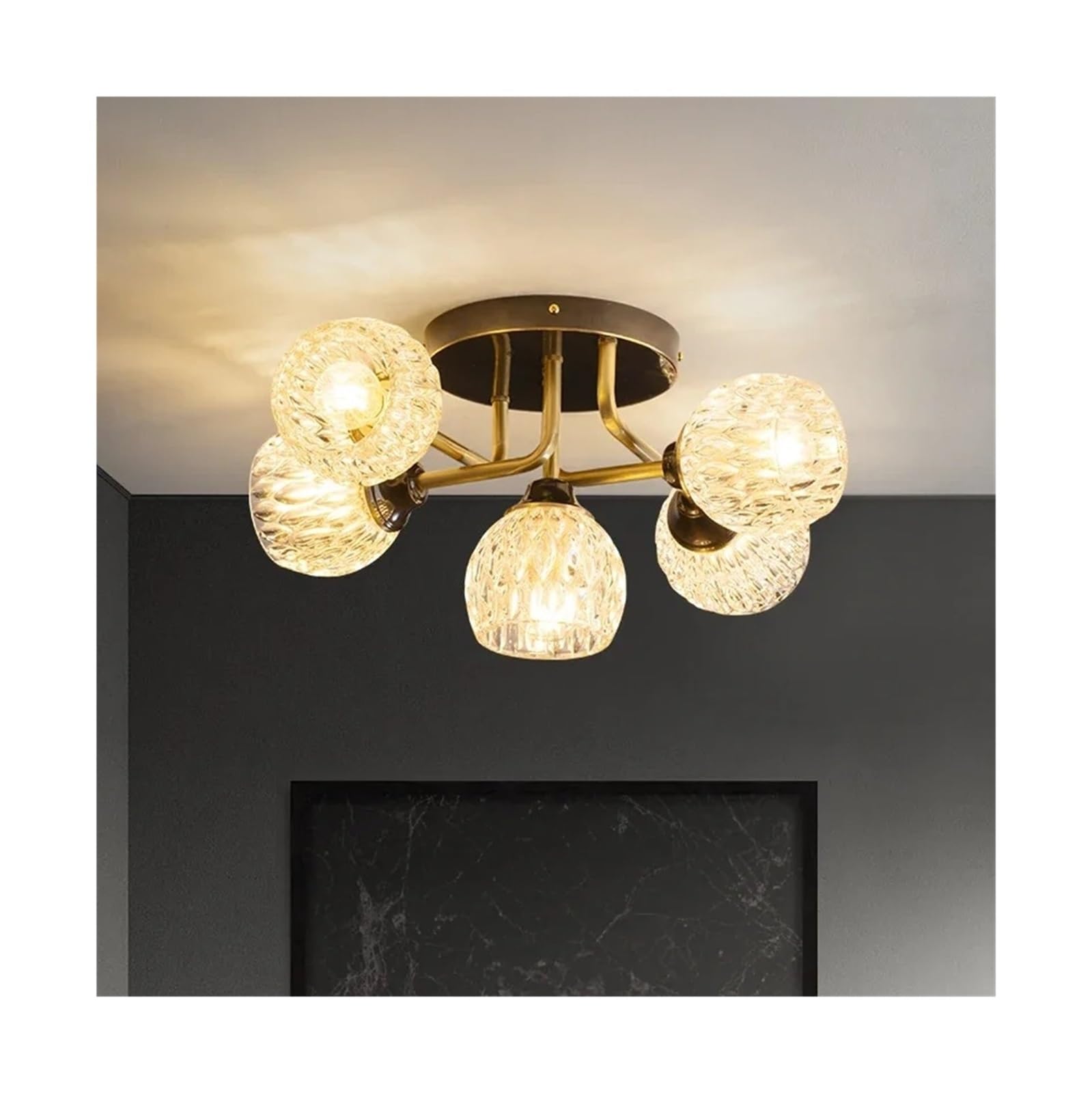OLSKFUH Modern Nordic Luxury Style Led Chandelier For Living Room Bedroom Dining Room Kitchen Ceiling Lamp Copper Crystal Glass G9 Light,Chandelier Lamps,Warm Light-5 Heads