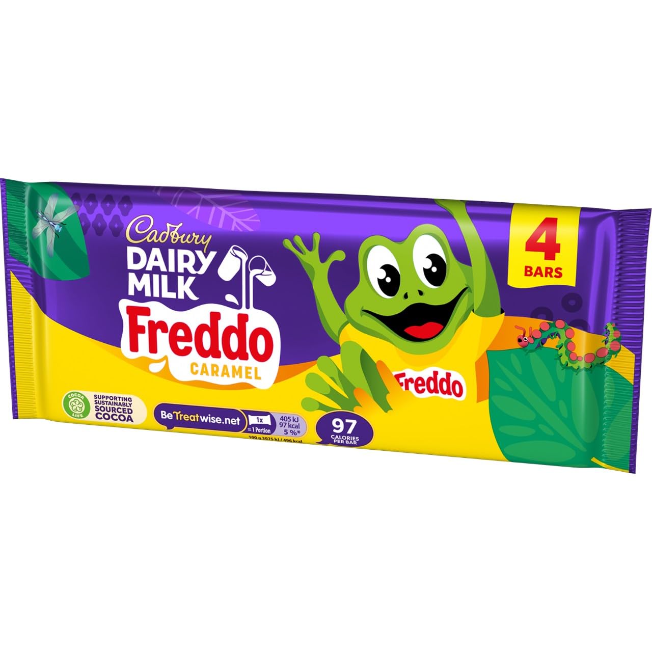 Cadbury Dairy Milk Freddo Caramel Chocolate Bar, Bitesize Treats, 4 x 100 g Bars (Pack of 1) | 400 g