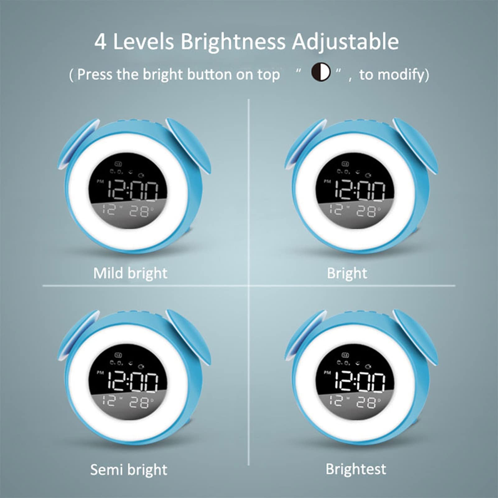 Wake-Up Light, Sveglia con Simulazione di Alba, Funzione di Aiuto al Sonno, Doppio Allarme e Snooze, per Bambini, Adulti, Camere da Letto (Color : White)