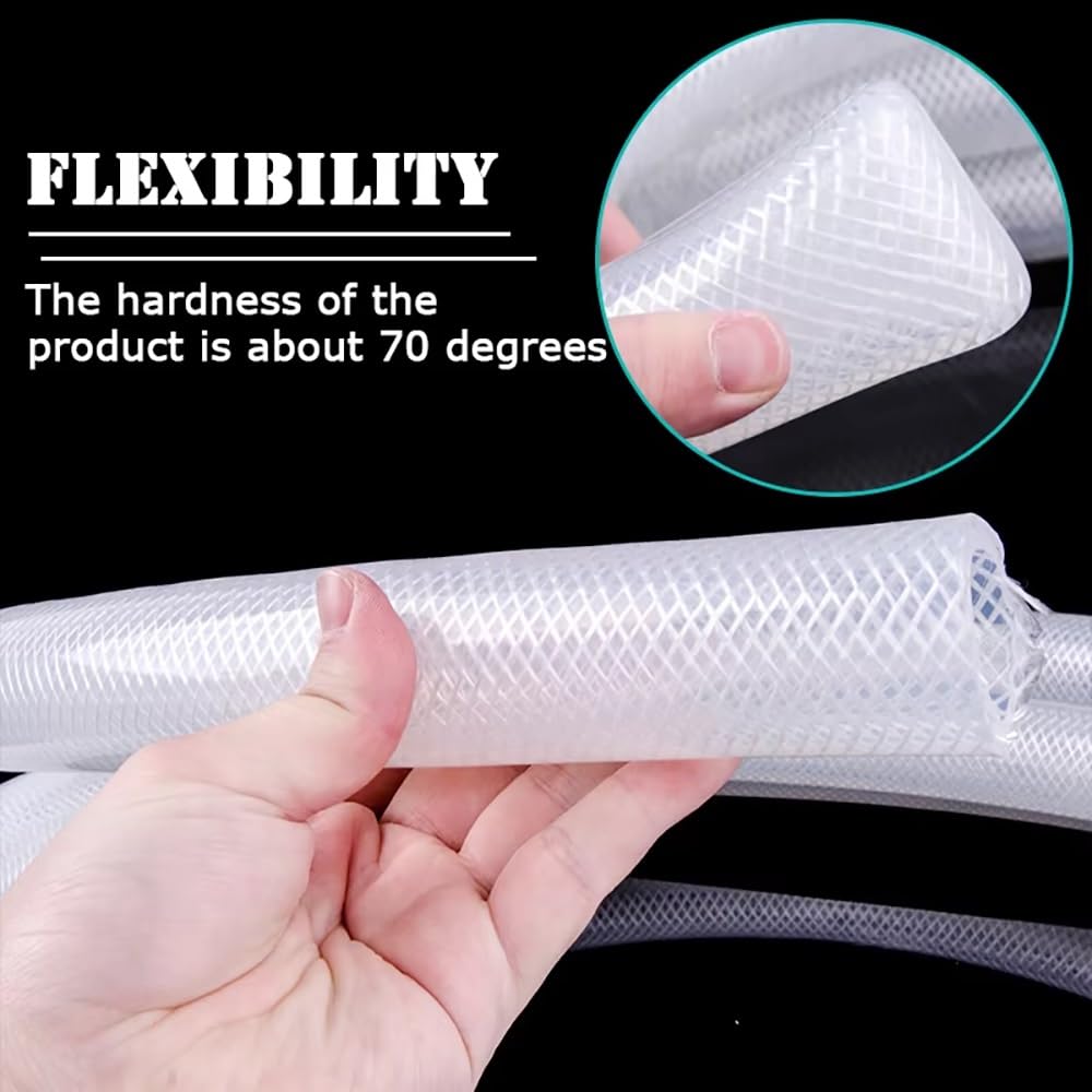 Tubo de Silicona Transparente Alimentaria 1m (ID 4-50mm), Resistente al Calor & Anti-Explosión Trenzado para Bebidas/Leche/Médico(ID38mm x OD46mm)