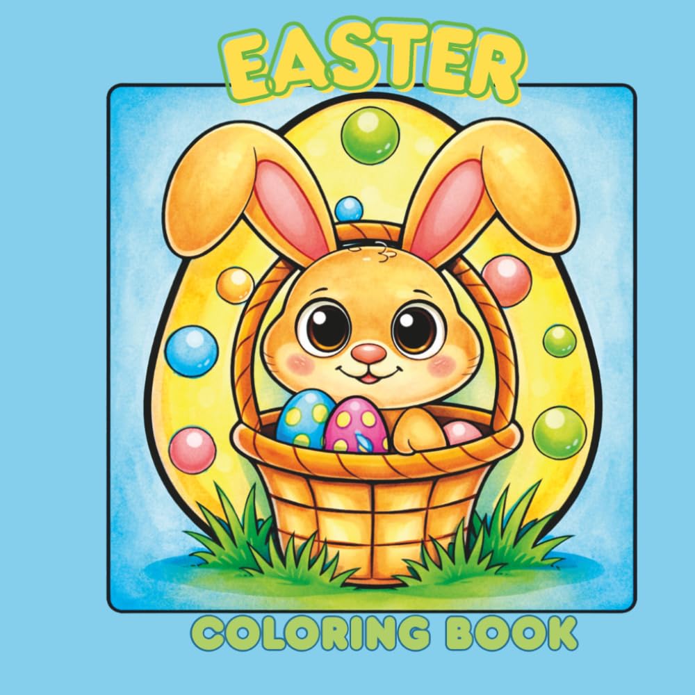 Easter Coloring Book: A cute kawaii coloring book – 50 adorable designs with bunnies, eggs & chicks