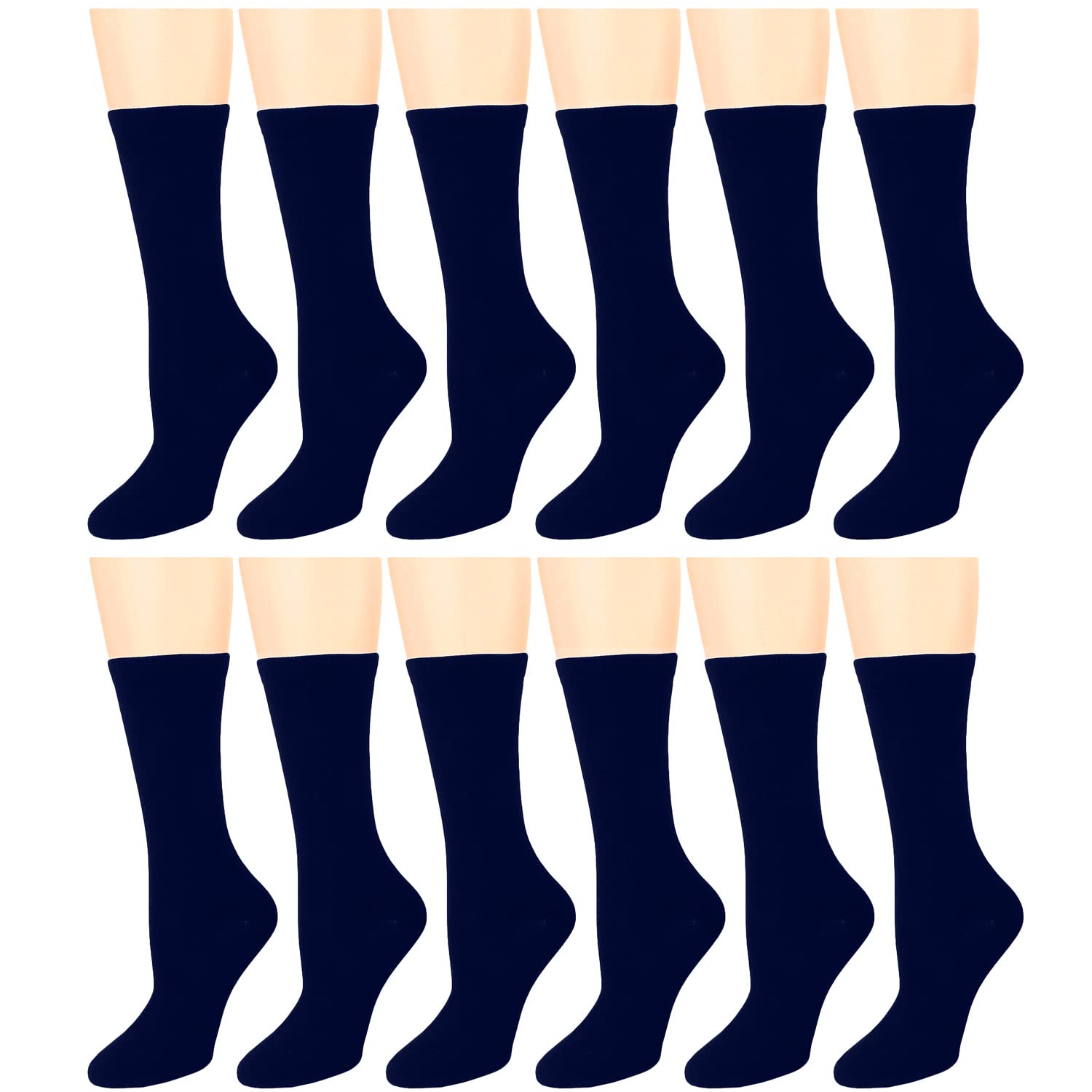 Falari 12 Pairs Women's Cotton Crew Socks Assorted Colors