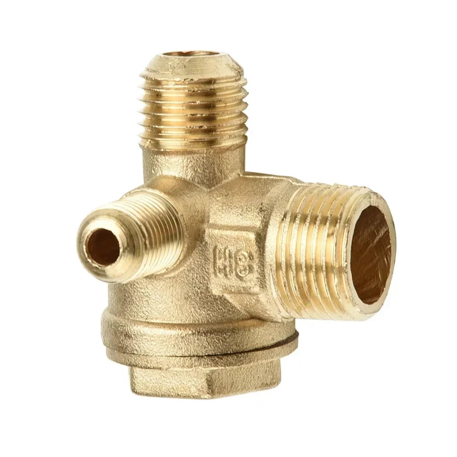 VXAXPOHZA 1PC Male Thread Check Valve Connector with 3-Port Brass Check Valve for Air Compressor Parts Accessory 14mm/16mm/10mm