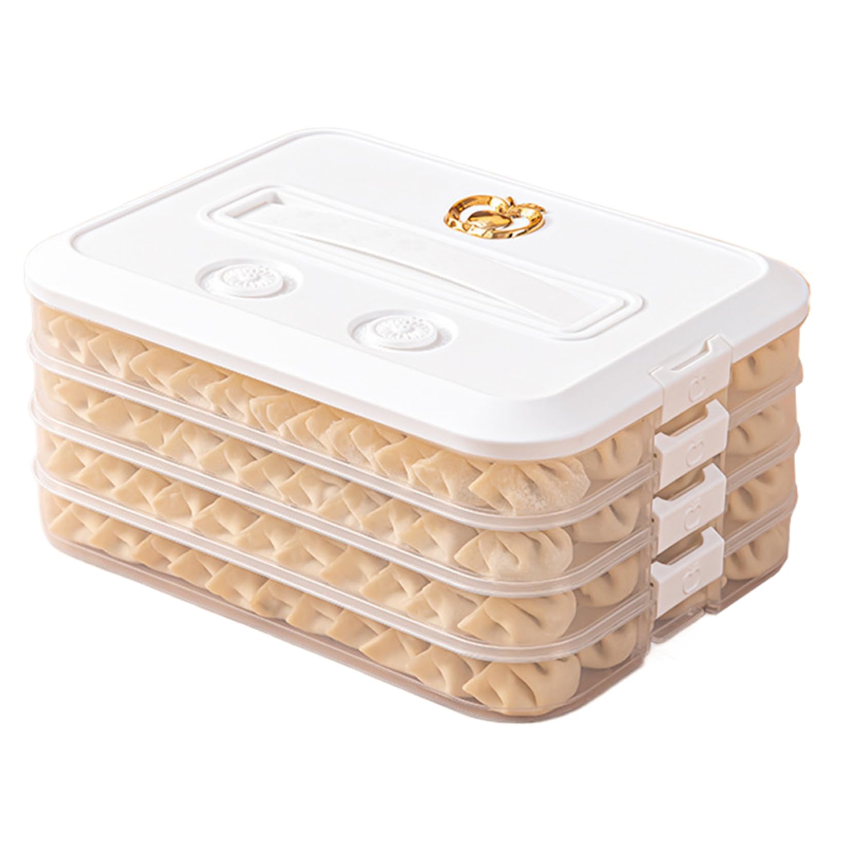 Ngbbby White 4 Layer Cookie Storage Container - Plastic Food Storage With Lids, Time Recorder And Handle, Non-Slip Stackable Carrier For Kitchen