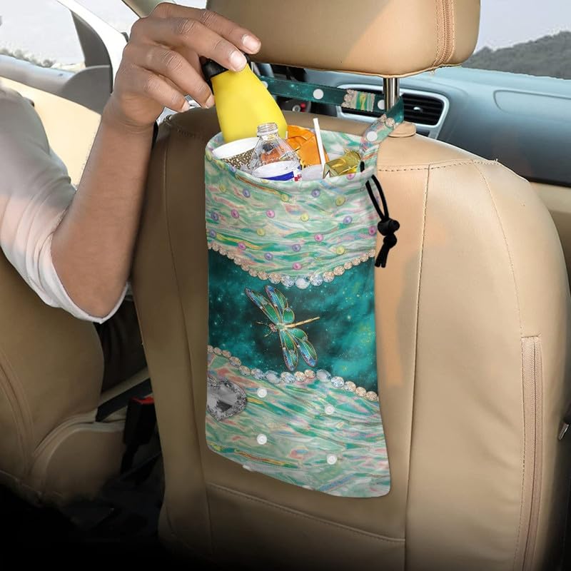 Image of Dragonfly Car Trash, Galaxy Moth Auto Hanging Back Seat Car, Universe Washable Foldable Eco-Friendly Auto Garbage Bag