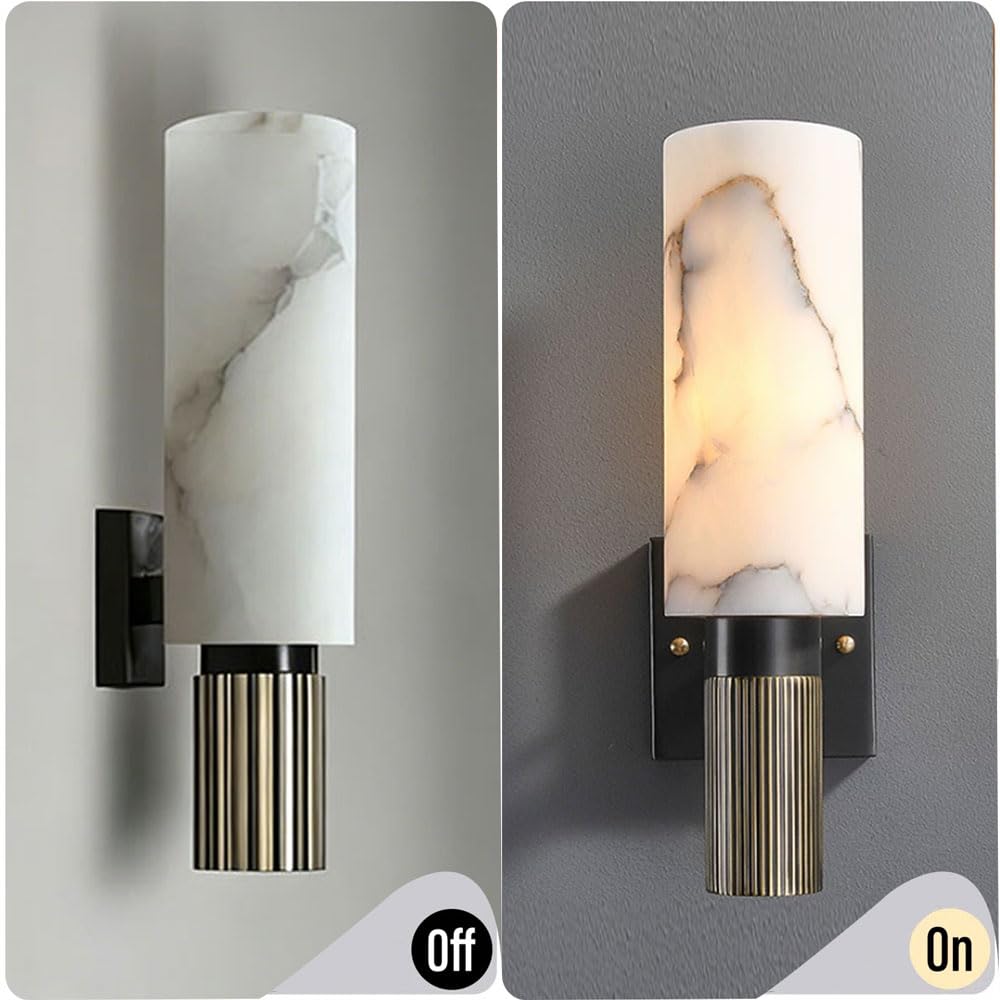 Lampada da parete in alabastro con sorgente luminosa, lampada moderna in stile industriale, applique for interni cablata, apparecchi di illuminazione a for camera letto soggiorno ristorante