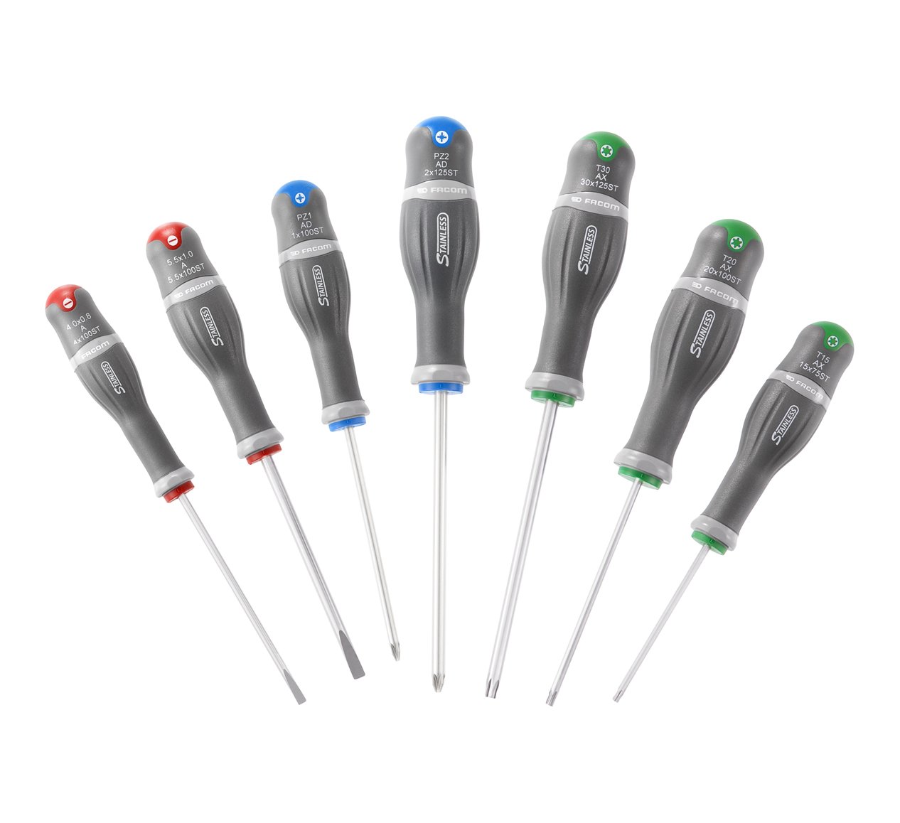 Facom ADST.J7PG Protwist Screwdrivers with Stainless Steel Blade Set of 7