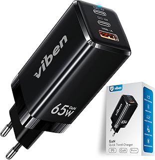 viben Ładowarka sieciowa USB C 65W Power Delivery 3.0 z PPS GaN Tech, Kompaktowa wieloportowa ładowarka, zasilacz do telefonów tabletów, Kompatybilna z MacBook Pro, iPhone 13 Pro, Samsung Galaxy S22 Ultra