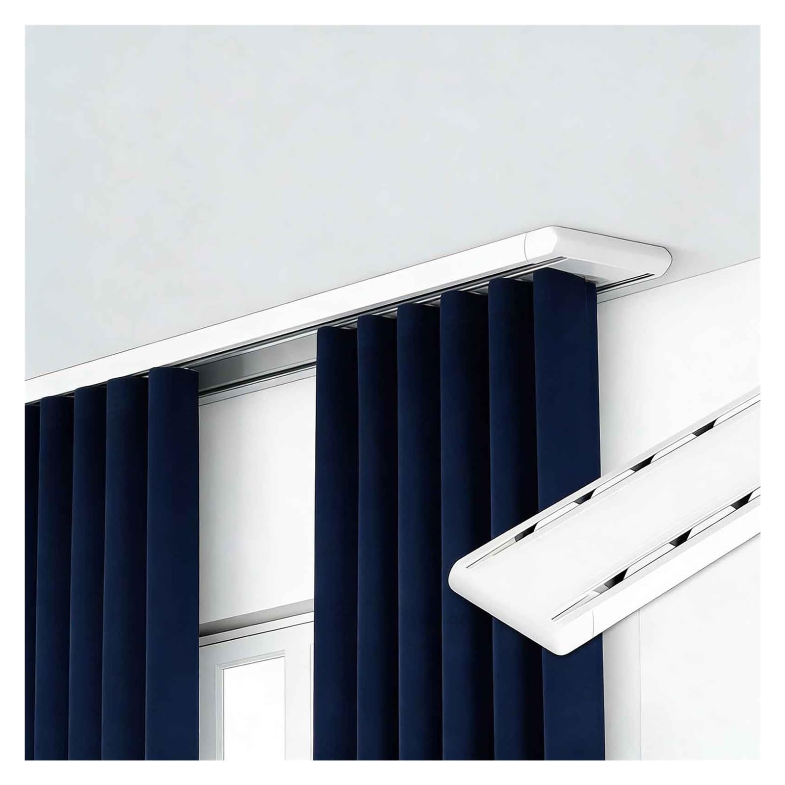 Robustes Doppel-Vorhangschienen-Set, 3 m, flexible Deckenschiene für Schlafzimmer, Wohnzimmer und Hotelfenster, geräuschlose Rolle, Duschvorhangstange, weiß, einfache Installation