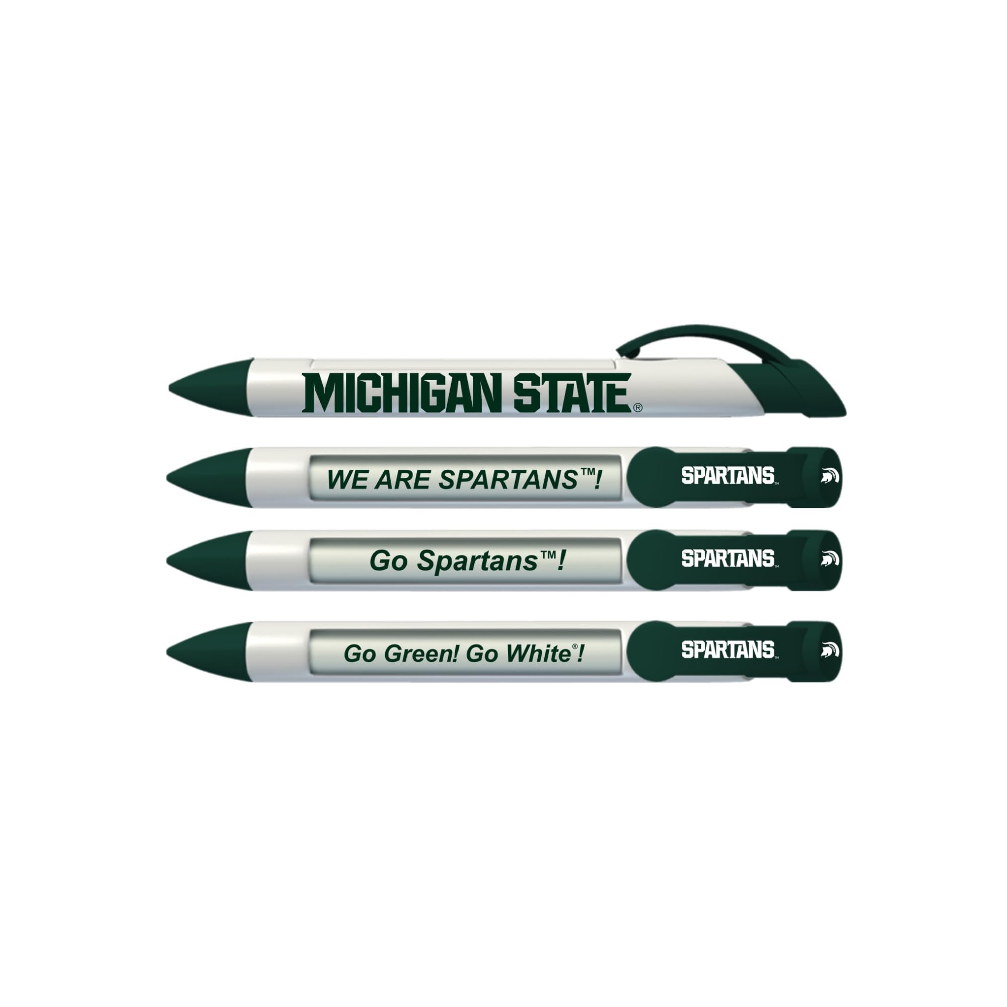 Michigan State University Spartans Greeting Pen Rotating Message Pens - 4 Pack (8041) Officially Licensed Collegiate Product