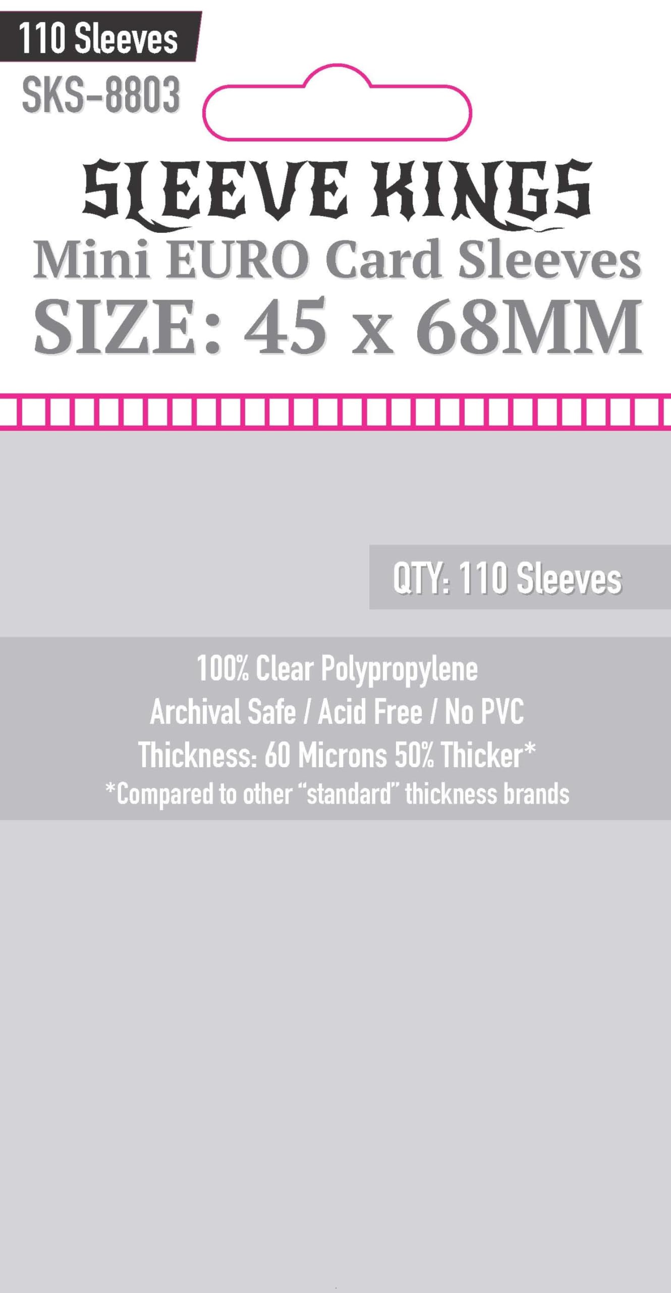 Sleeve Kings Mini Euro Card Sleeves (45x68mm) - 110 Pack, 60 Microns
