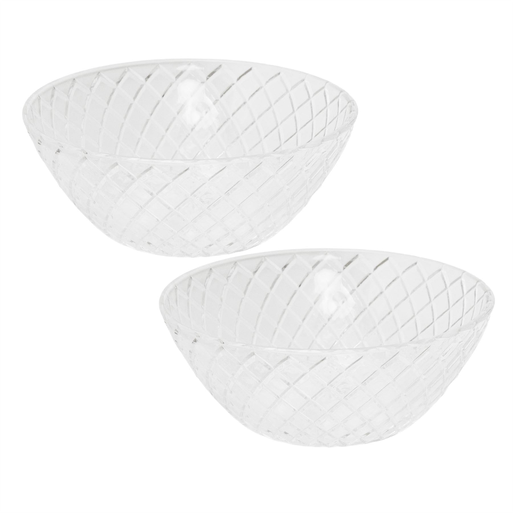 Carousel Home Set of 2 Small Vintage Style Cut Glass Trinket Bowls, 12.5cm Diamond Pattern Decorative Display Dishes Vanity Jewellery Key Bowls