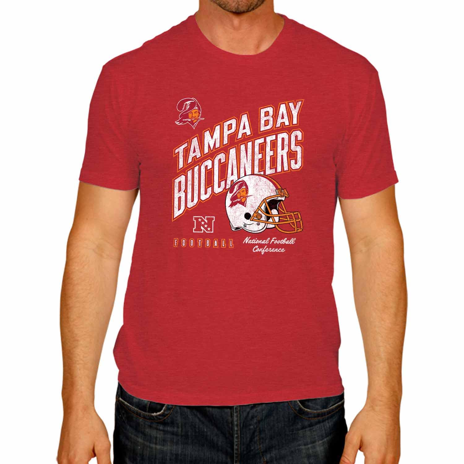 Team Fan Apparel Unisex Red Heather Nfl Adult Distressed Helmet Tag-Less T-Shirt, Football Tee, Soft Comfortable Cotton, Officially, Xl