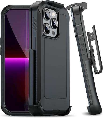 MOTIVE Funda diseñada para iPhone 13 Pro con clip para cinturón, funda protectora, resistente y protección de grado militar de cuatro capas para