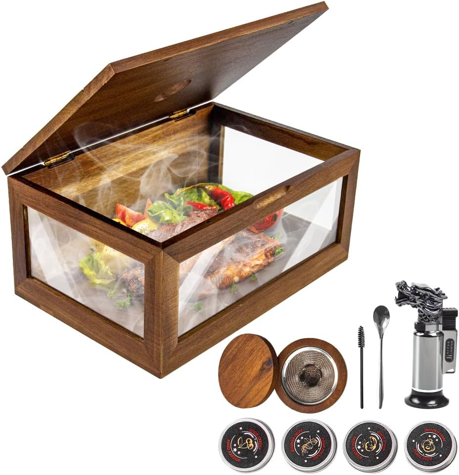 DUEBEL Culinary Smoking Box Kit Wooden Box, Smoker Infuser