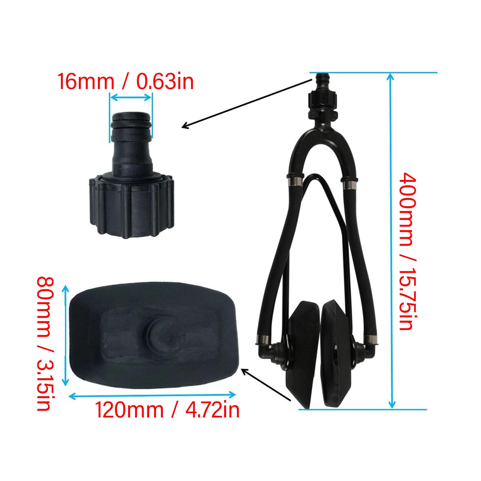 Tissting Motor Flusher with Rectangular Suction Cup, dualss Feed Muff Style Boat Motor Flusher, Marine Motor Flusher for Inboard Outboard Engine, 5/8 Inch Standard Garden Hose Connection