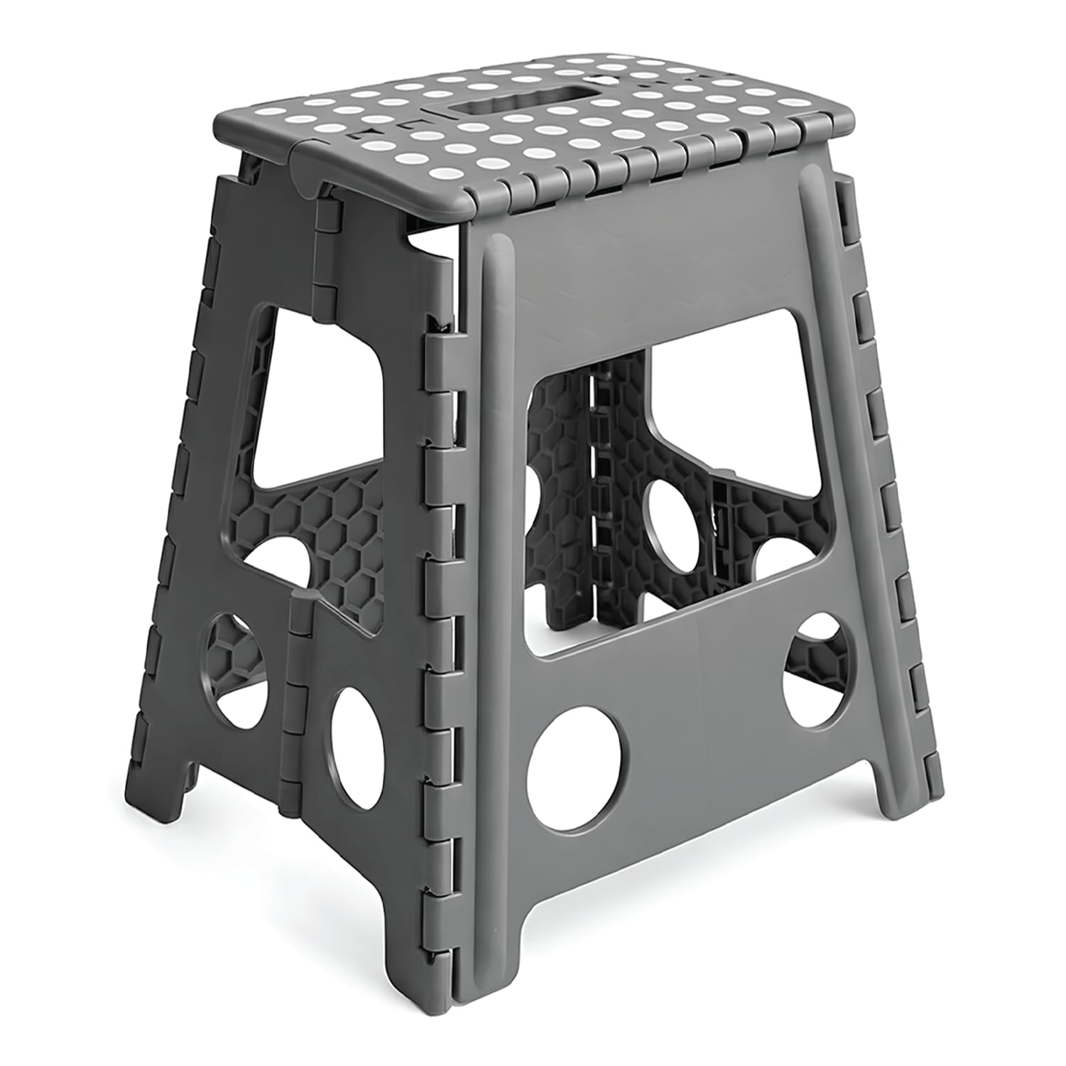 Portable Folding Step Stool Lightweight Multi Purpose Home Stool Plastic Seat Grey