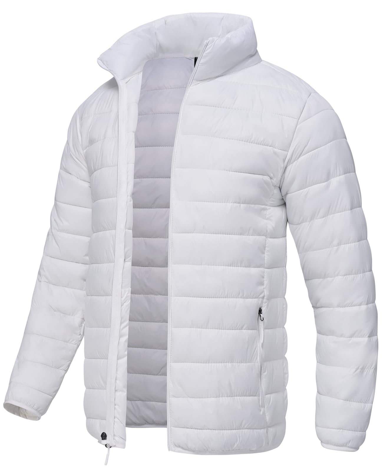 SPOSULEI Men Puffer Down Jacket Packable Lightweight Winter Jackets Coats Outdoor Waterproof Insulated Jackets, White, Medium
