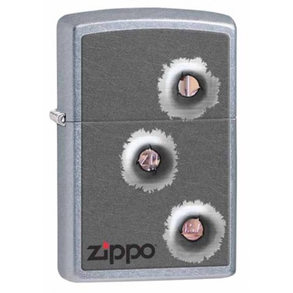 Zippo Bullet Holes Pocket Lighter, Street Chrome