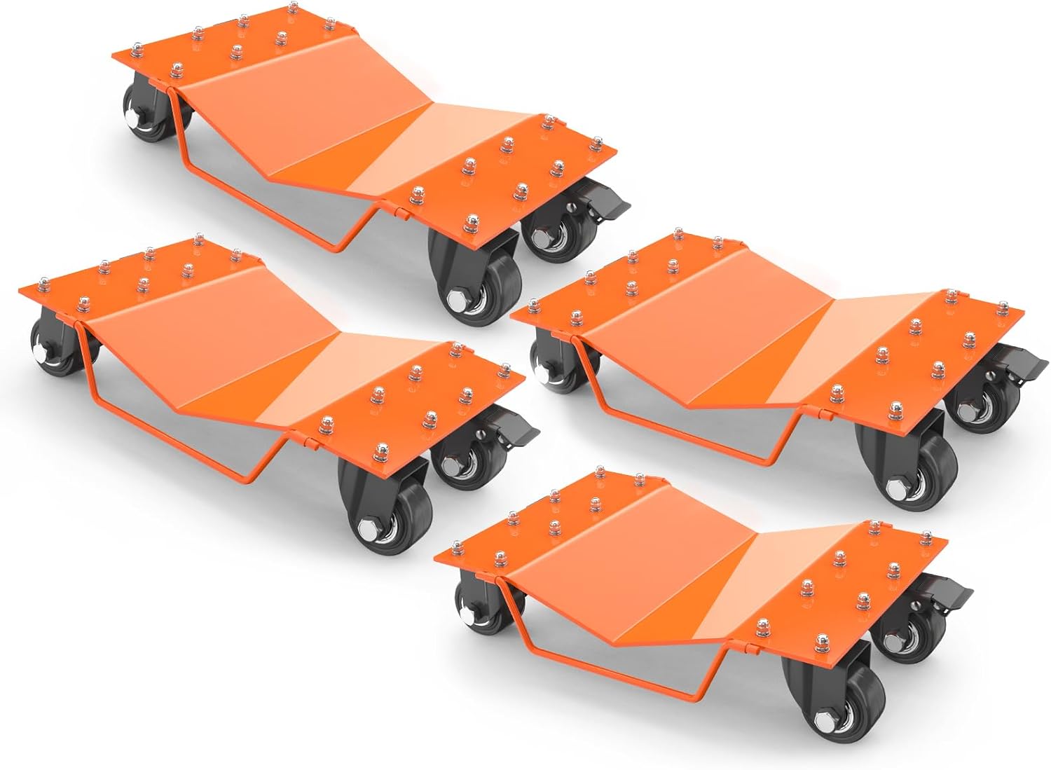 Heavy Duty Car Wheel Dolly Set, 4000LBS Car Moving Dolly, Wheel Dollies Car Tire Stake Set of 4 Piece, Car Tire Dolly Cart Moving Cars, Trucks, Motorcycles, Boats, Orange Orange 8000LBS - 4PCS