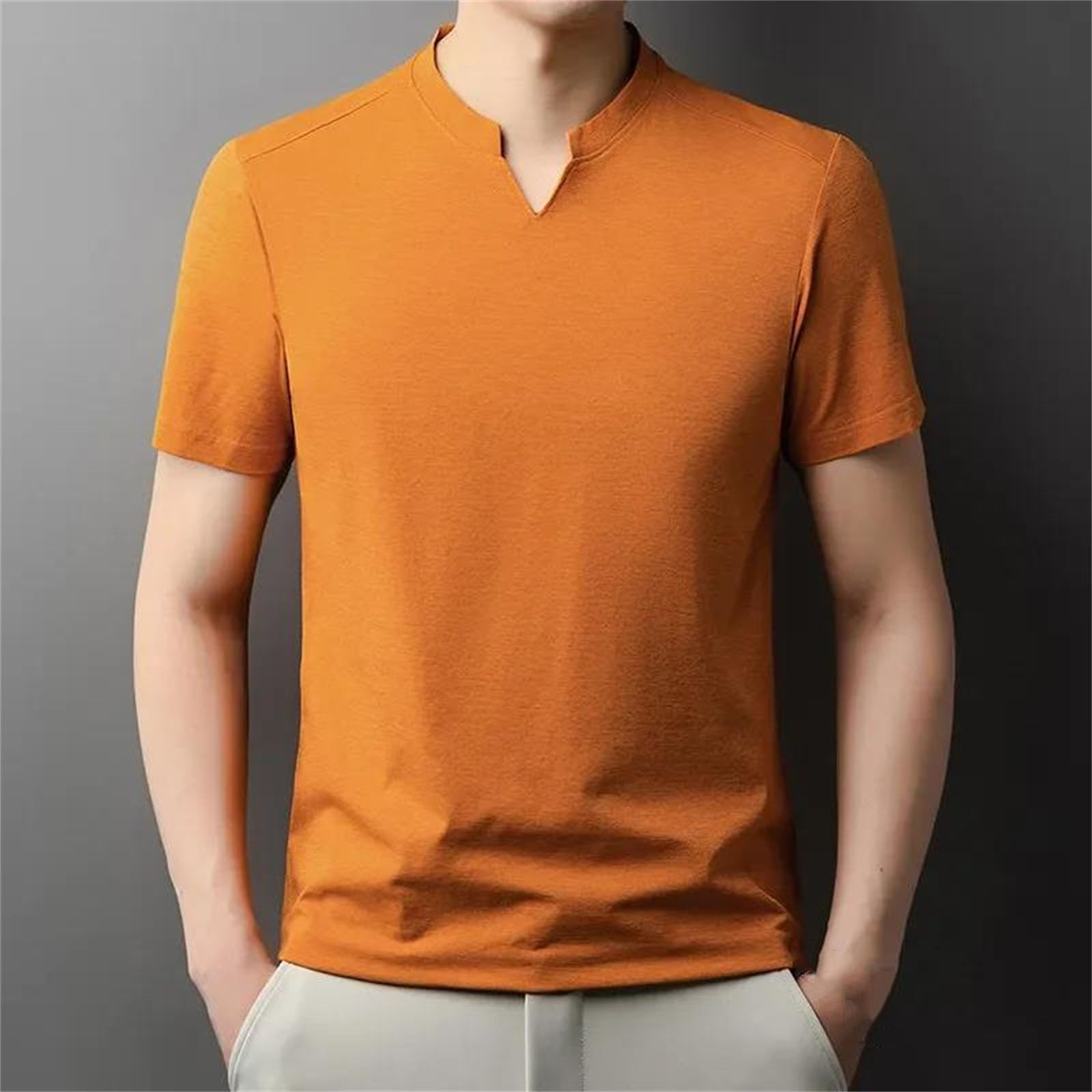 Camiseta de manga corta con cuello en V para hombre, transpirable, casual, holgada, ligera, para uso diario