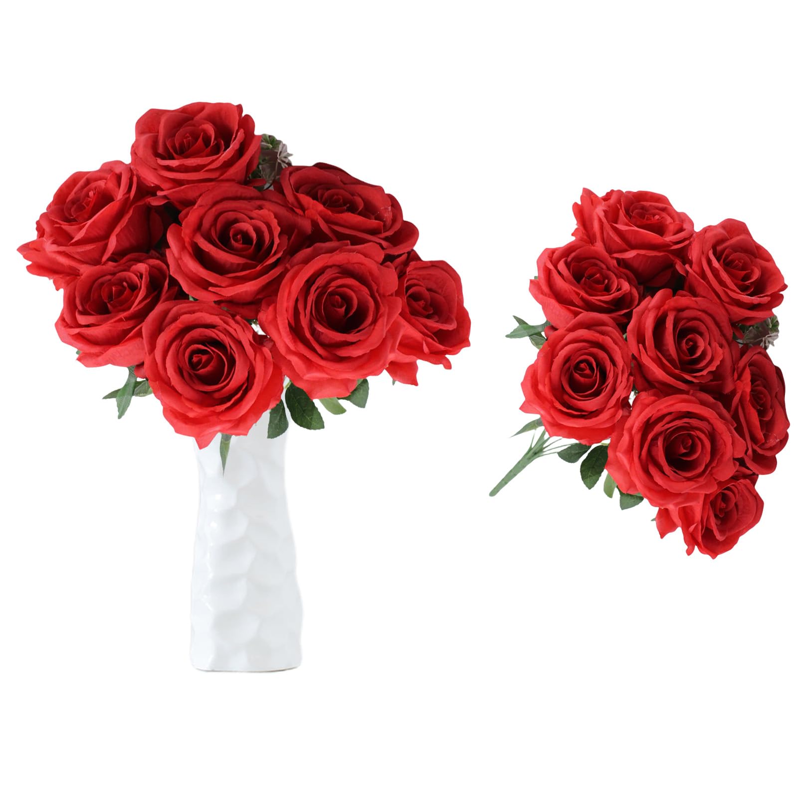astylishome Fake Flowers Red Roses Faux Rose Decorative Artificial Flower with Stem for Wedding Bridal Bouquet Party Garden Floral Decor Floral Arrangement 1202