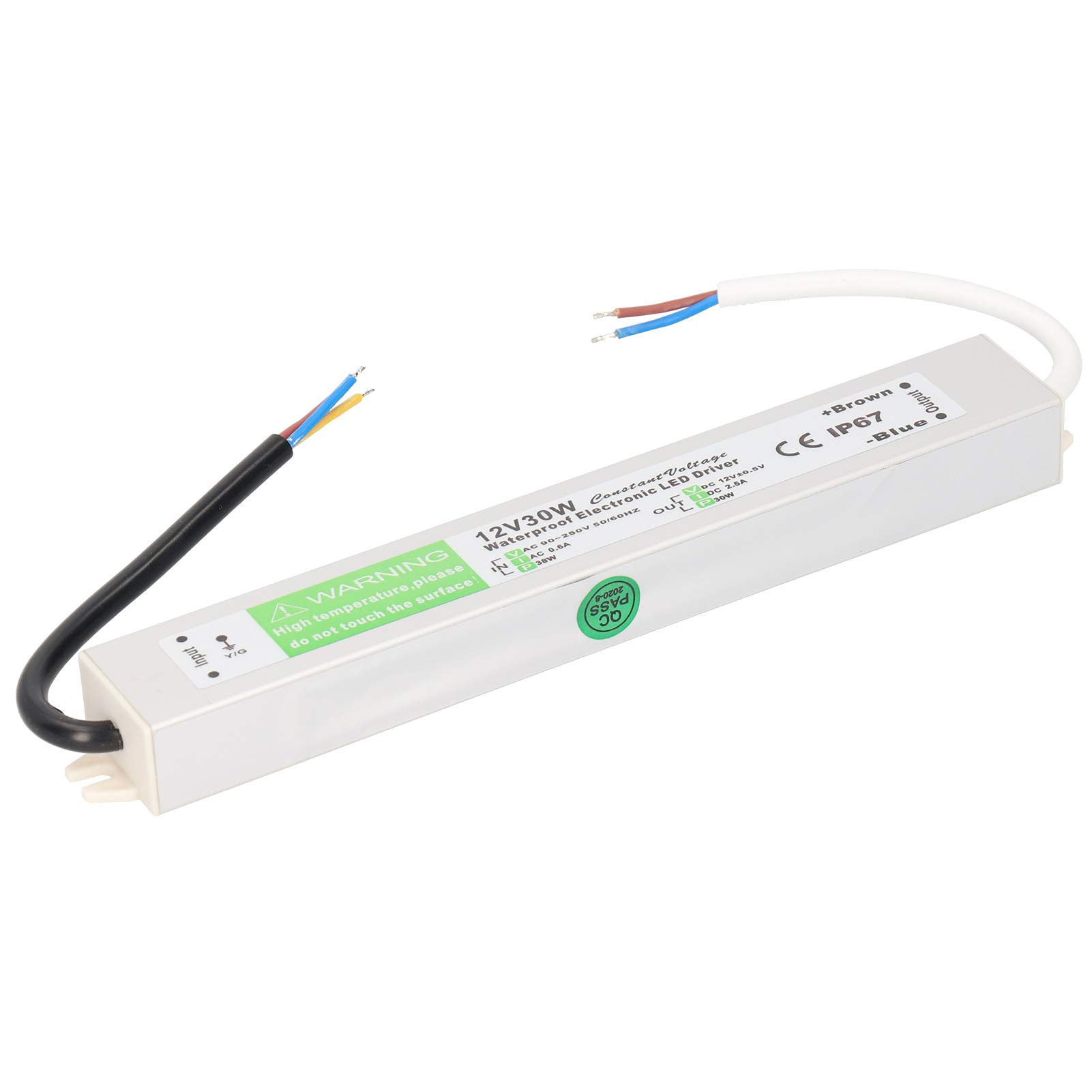 Trasformatore driver LED 30W, alimentatore switching impermeabile 12V/24V CC IP67, più sottile e durevole, eccellente isolamento, elevata rigidità dielettrica(DC12V)