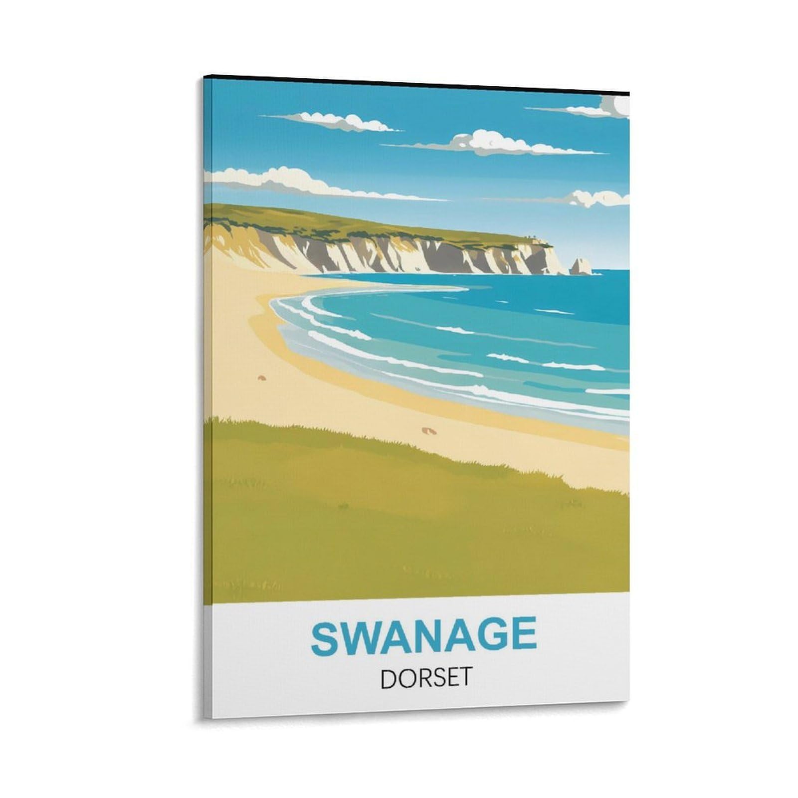 LOLWNNI Swanage Dorset Vintage Travel Poster 08x12inch(20x30cm) Canvas Wall Art Print Picture Paintings for Living Room Bedroom Decor