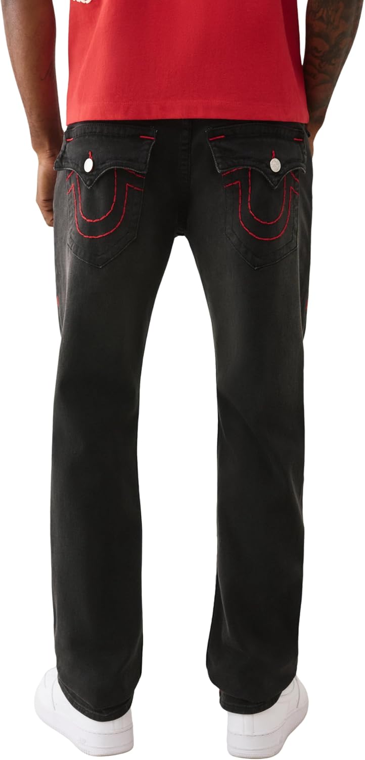 True Religion Ricky SN Flap Super T HS Jeans for Men - 34” - Men’s Denim Pants with Signature Stitching & Flap Pockets