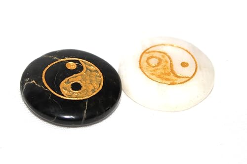 Nuevo Ying Yang - Juego de meditación de 2 piedras redondas de ágata blanca y negra de cuarzo, conjunto de regalo de chakras reiki, piedras