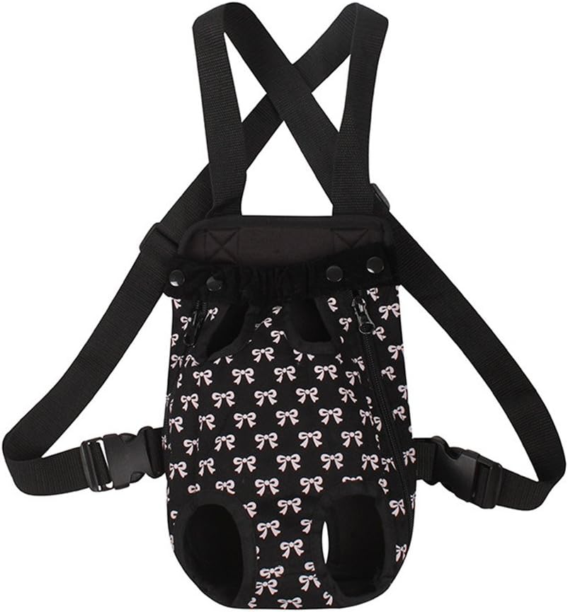 Zerotone Let Hands Free Stylish Pratical Legs-out Design Front Backpack Carrier for Small Pets Dog Cat L Black - Bow Style
