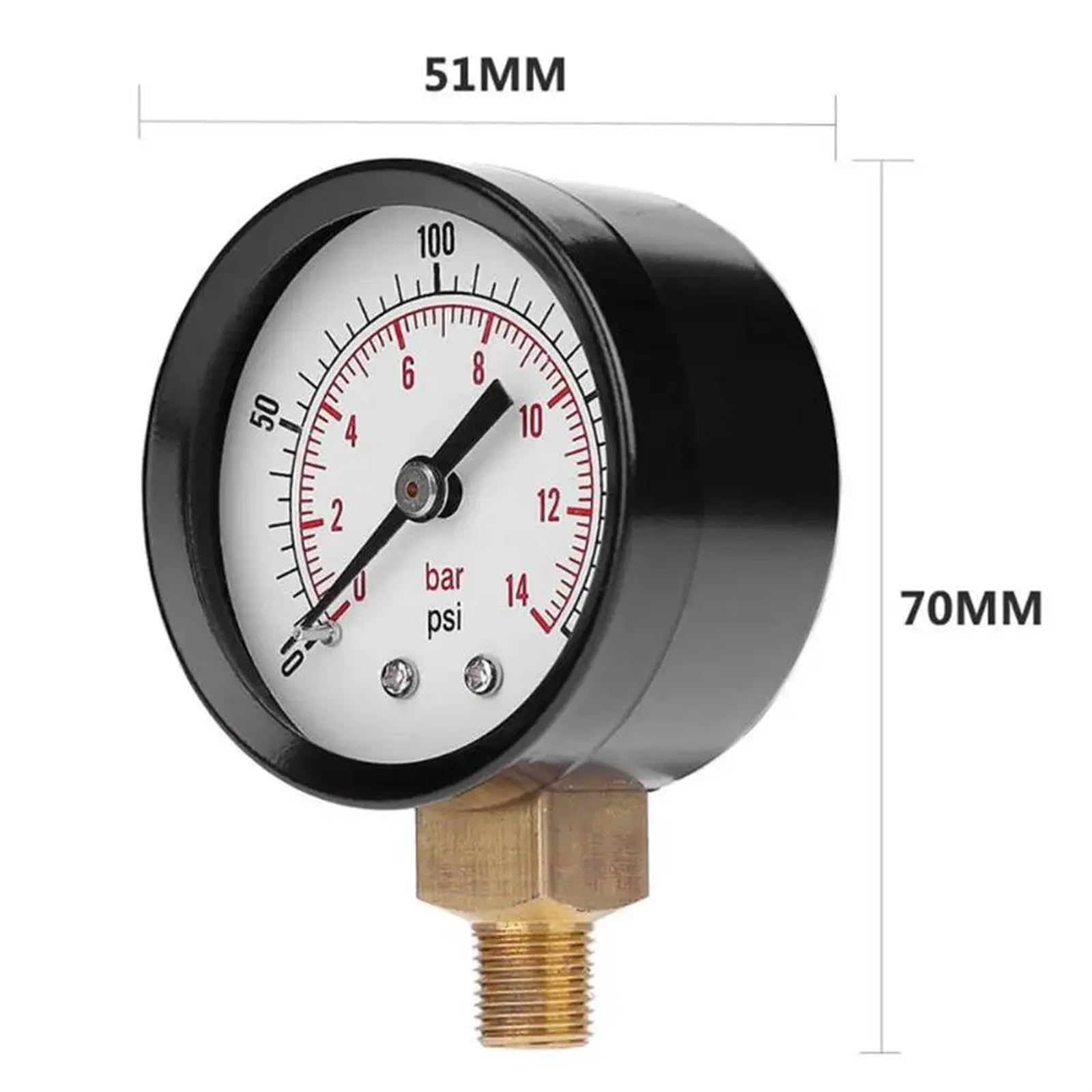 0-200PSI 0-14Bar Manometer 1/8 Zoll NPT Seitenmontage Luftkompressor Meter Wasser Öl Luft Hydraulikdruckprüfer Manometer Manometer