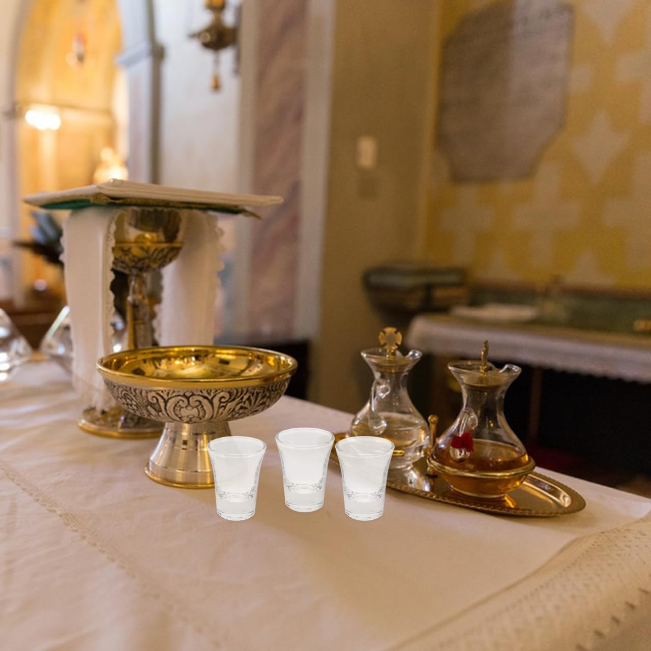 STOBAZA 24 Pezzi Di Bicchieri Sacri In Per La Comunione Bicchieri Per Sacramenti In Mini Bicchieri Da Vino Per Vassoi Standard Per La Comunione Rituali Religiosi E
