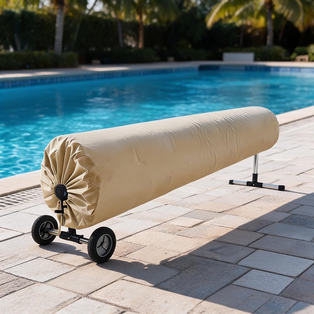Copertura Protettiva Telo per solare Piscina 490x96cm Impermeabile(beige490*96cm)