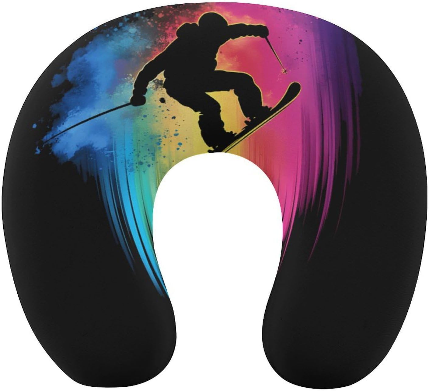 Rainbow Ski Racing Skier Memory Foam Pillows U Shaped Travel Neck Pillow