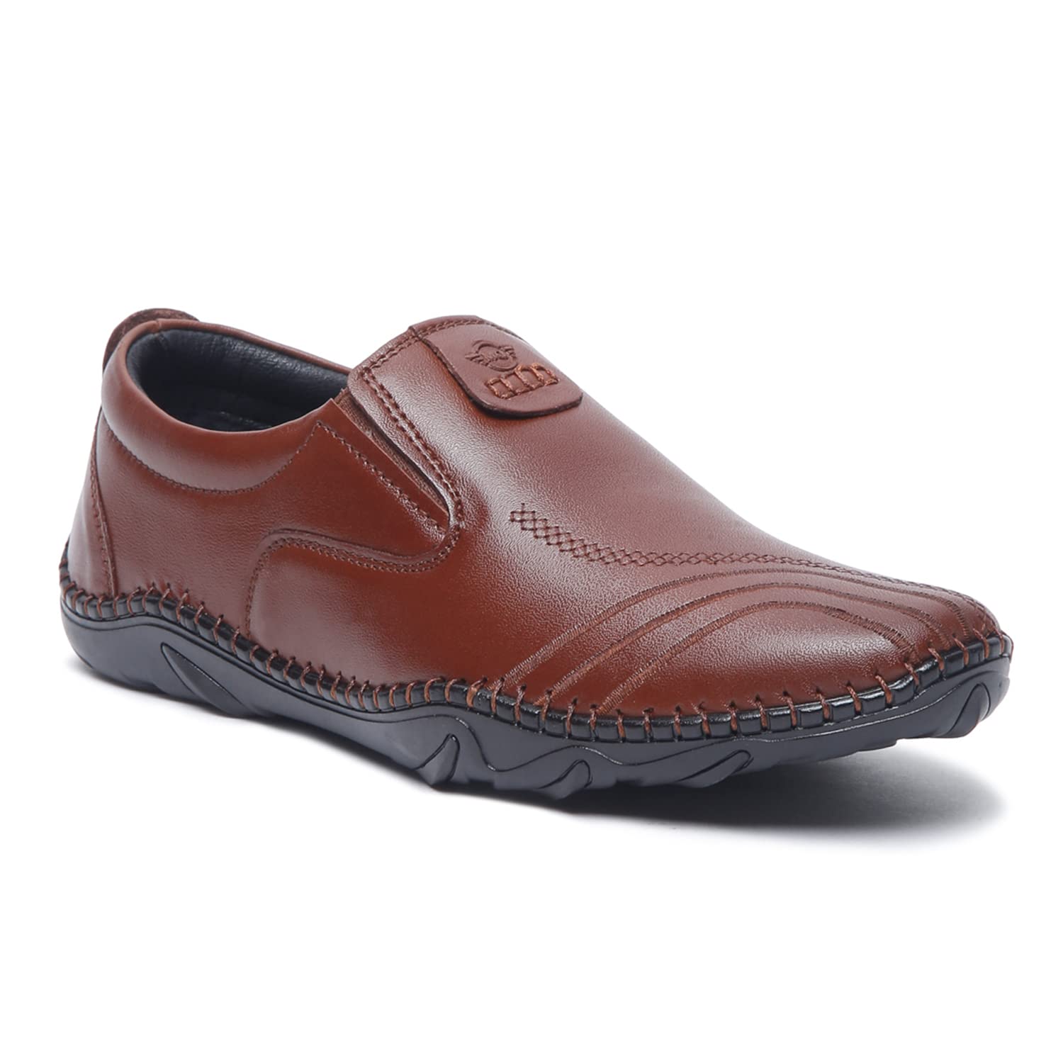 MUTAQINOTI Mens Brunette Brown Genuine Leather Shoe Slipon Air Light Cushioned Handcrafted Side Weaved Formal Shoes for Men Officewear (Size-9 UK) (AXSWBB) (B0BQR3KRSV) Amazon Price History, Amazon Price Tracker