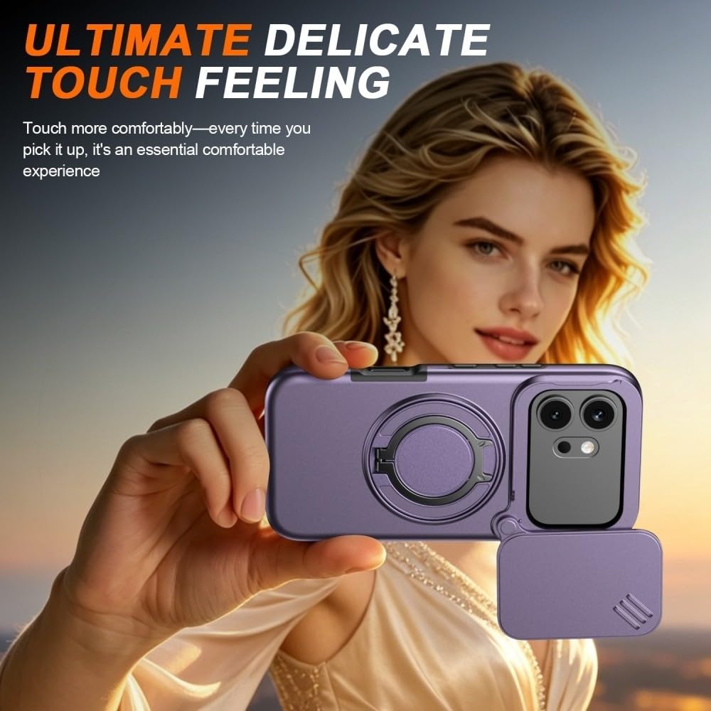 Generic Funda compatible con Honor X40 5G (color: naranja) con soporte de metal, cubierta rígida de silicona dura