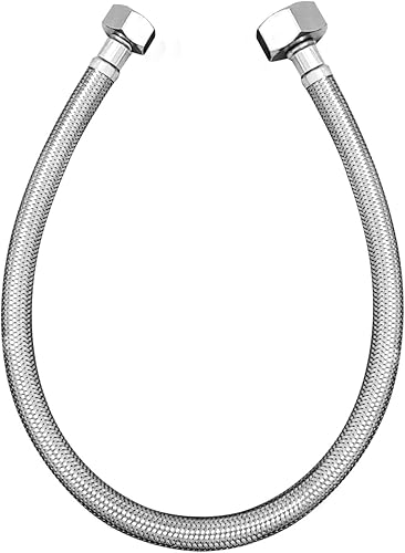 Miniatura 1 de OhanaWe Línea de suministro de inodoro para tanque de 20 pulgadas, acero inoxidable trenzado de 38 pulgadas Comp x 78 pulgadas Compresión con tuerca