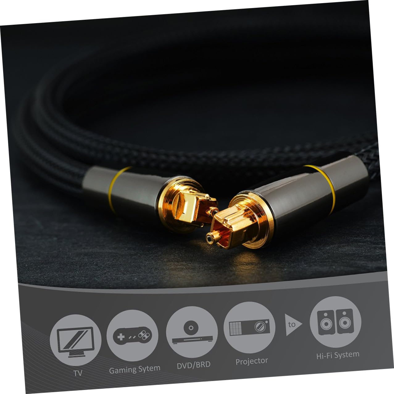 Cavo Audio Ottico Digitale 20 Metri in Fibra Ottica Nero | Cavo Male To Male, Guaina Protettiva, Corpo Flessibile, Confezione da 1 Pezzo