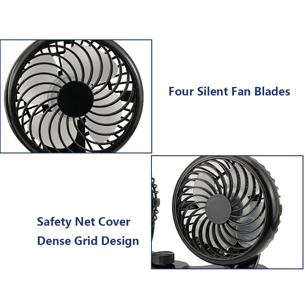 Ventilador de refrigeración de aire para coche Riloer 12V, ventilador circulador de aire de doble cabeza, ventilador reposacabezas del asiento trasero, encendedor de cigarrillos alimentado
