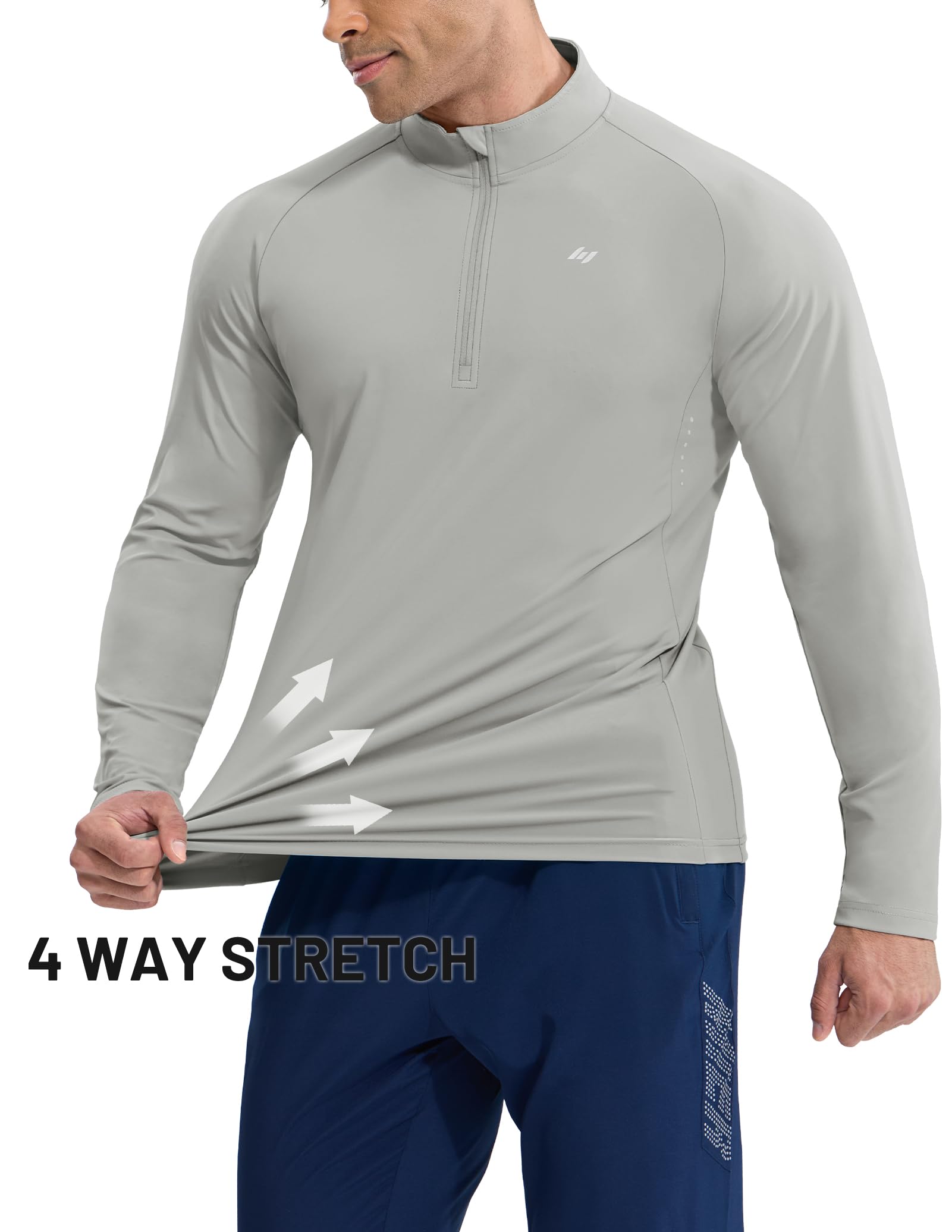 MIER Herren Quarter Zip Langarm Sportshirt UPF 50+ UV Gym Funktionsshirt