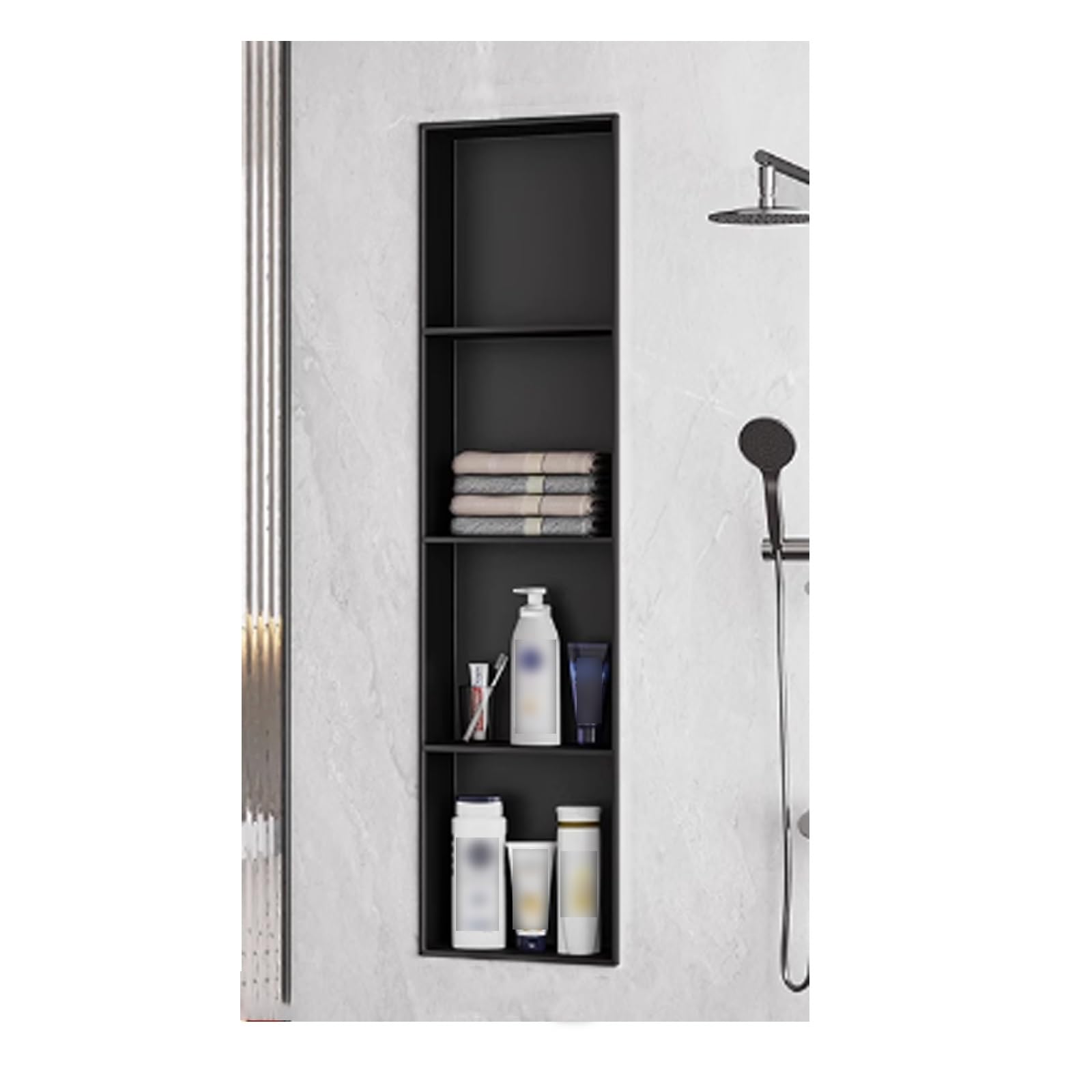 AYCDL Square Corner Stainless Steel Shower Wall rt for Bathroom Easy Installation Modern Design Waterproof Storage Solution Space-Saving nizer,Nero-120 * 28cm