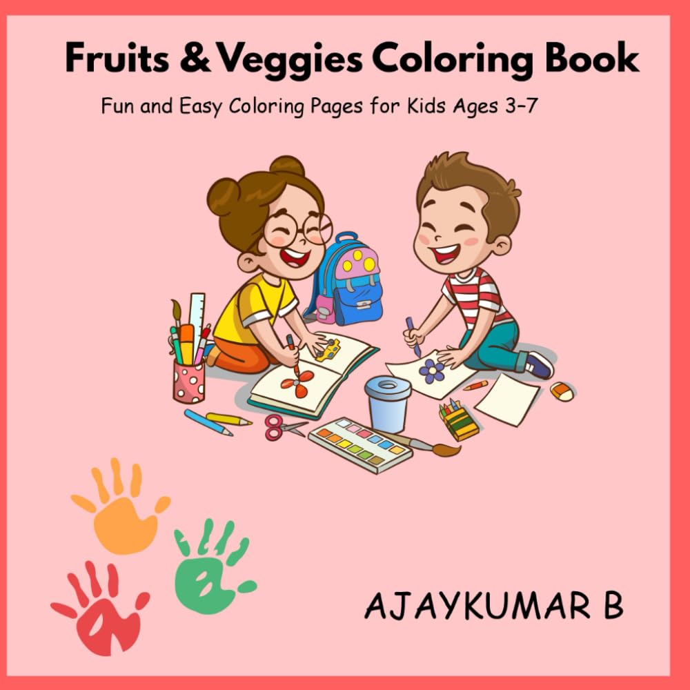 Fruits and Veggies Coloring Book: Easy coloring book for kids
