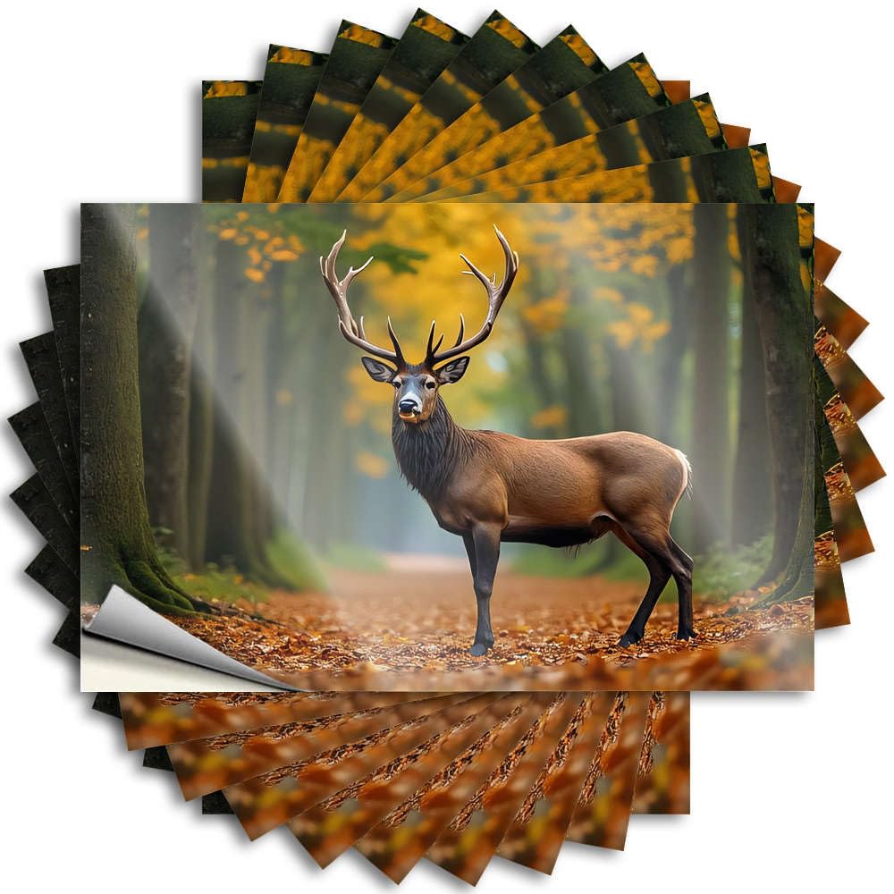 Indie Tattoo - Punk Things Door A Majestic Stag Stands in an Autumn Forest(12X18CM)