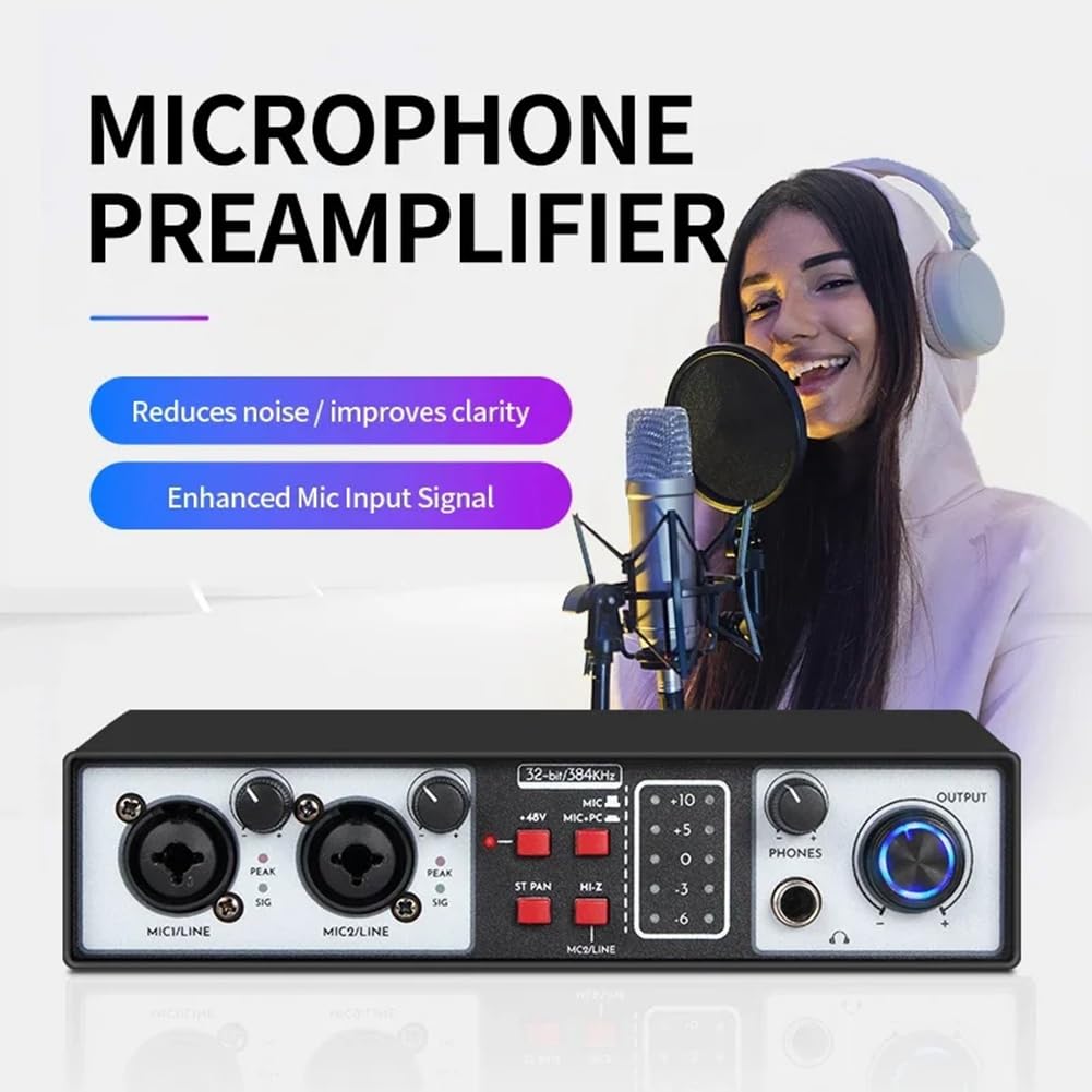 Interfaz de Audio Profesional de 36 Bits, 384 KHz, 2 Entradas y 2 Salidas, Tarjeta de Sonido USB, Grabación para Estudio de Música, Micrófono, Mezclador DJ